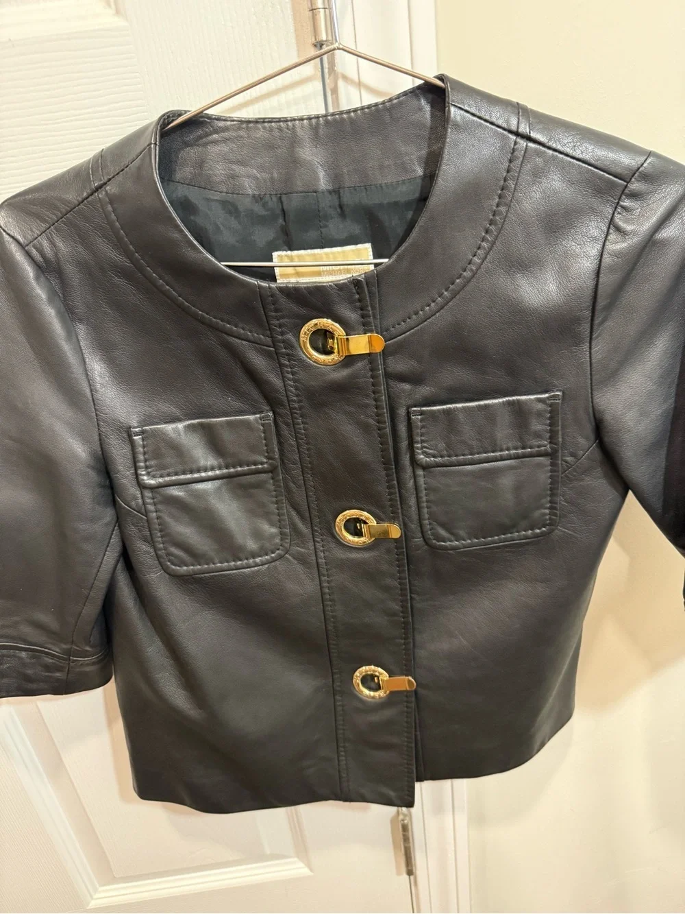Michael Michael Kors Black Lambskin Leather Jacket XS